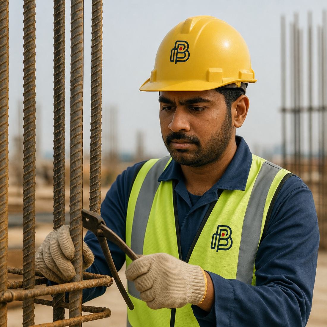 Steel fixer on a Doha site